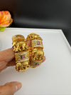 Openable Matt Gold, Enamel, Kundan kada is Amrapali inspired Designer bangles set/Indian Kada/Temple jewelry/Rajwadi Bangle/Size 2.4" & 2.6"