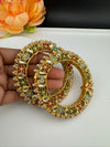 Openable Jadau Pacheli kada with pearls, kundan is Amrapali inspired Designer bangles set/Indian Kada/Temple jewelry/Rajwadi Bangle/Size 2.4" & 2.8"