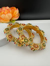 Openable Jadau Pacheli kada with pearls, kundan is Amrapali inspired Designer bangles set/Indian Kada/Temple jewelry/Rajwadi Bangle/Size 2.4" & 2.8"