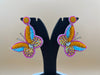 Pastel Orange Butterfly quirky Beaded earring, Handmade earrings