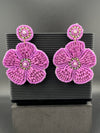 Beaded Purple/Lavender Flower quirky earring/Handmade earring/Statement Earring/Boho Earring/Beaded earring/Ethnic Earring/Wedding earrings