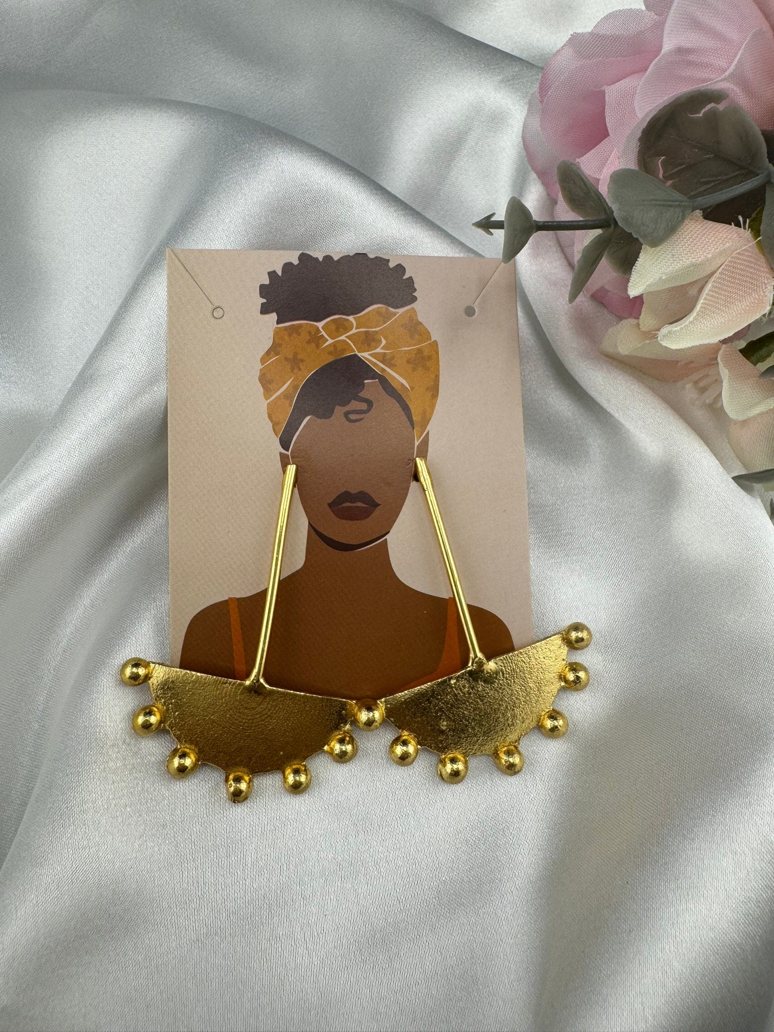 Matt Gold Statement Long earrings in unique sleek design