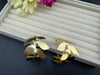 Statement Gold Hoop earrings in unique Leaf design, Leaf hoop
