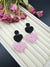Beaded Baby Pink and Black Heart quirky earring/Handmade earring/Statement Earring/Boho Earring/Beaded earring/Ethnic Earring/Valentines day