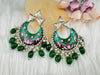 Silver Polish Premium Oxidized German silver Chand Bali Emerald Green Minakari pearls/Boho Earring/Ethnic Earring/exceptional Shine