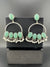 Teal/Blue oxidized silver Monalisa stone Chandbali earring with pearls/Oxidized silver earring/Statement Earring/Boho Earring/Ethnic Earring