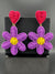 Beaded Purple and Pink Flower quirky earring/Handmade earring/Statement Earring/Boho Earring/Beaded earring/Ethnic Earring/Valentine earring