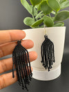 Beaded Long Black quirky earring/Handmade earring/Statement Earring/Boho Earring/Beaded earring/Ethnic Earring/Valentine gift/Party jewelry