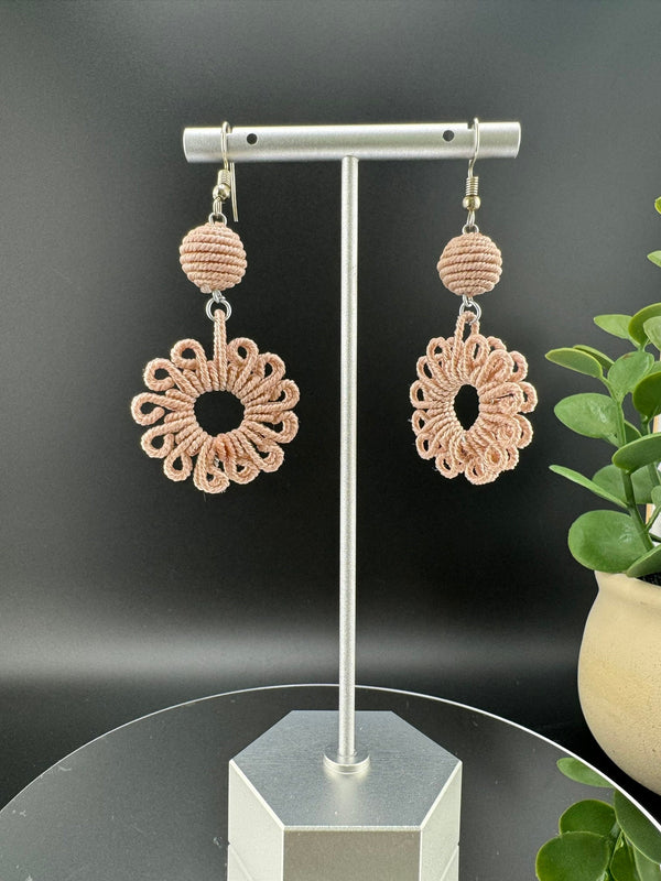 Thread Light Lavender, Beige Everyday earring/Handmade earring/Statement Earring/Boho Earring/Beaded earring/Ethnic Earring/Valentine gift