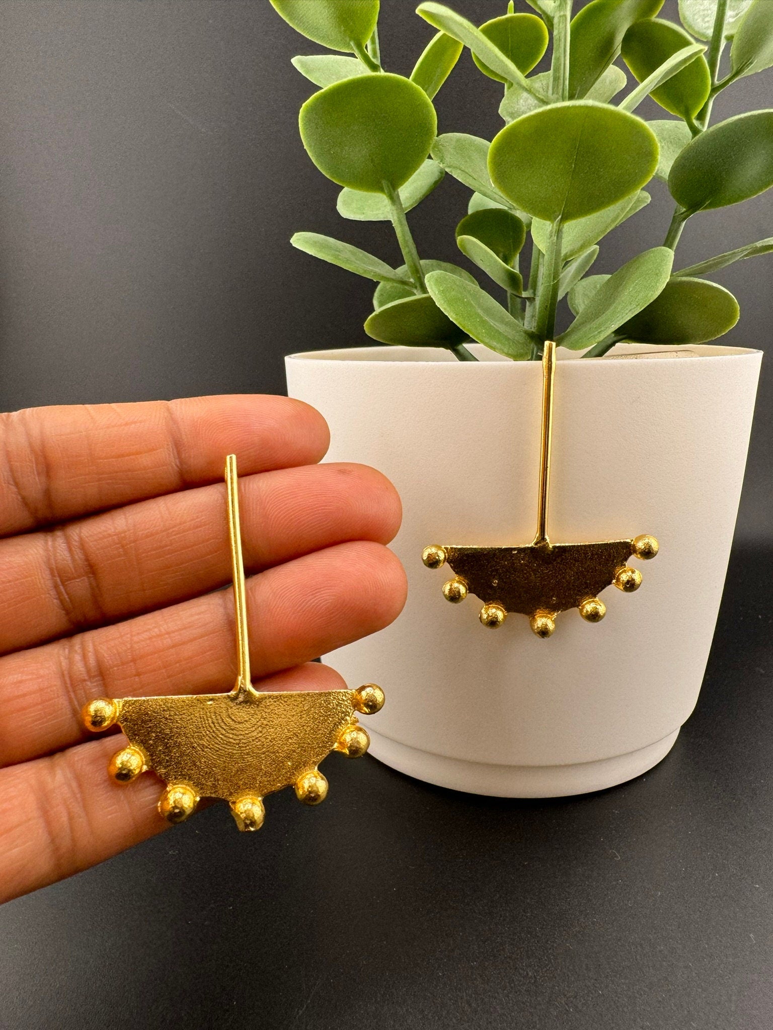 Matt Gold Statement Long earrings in unique sleek design