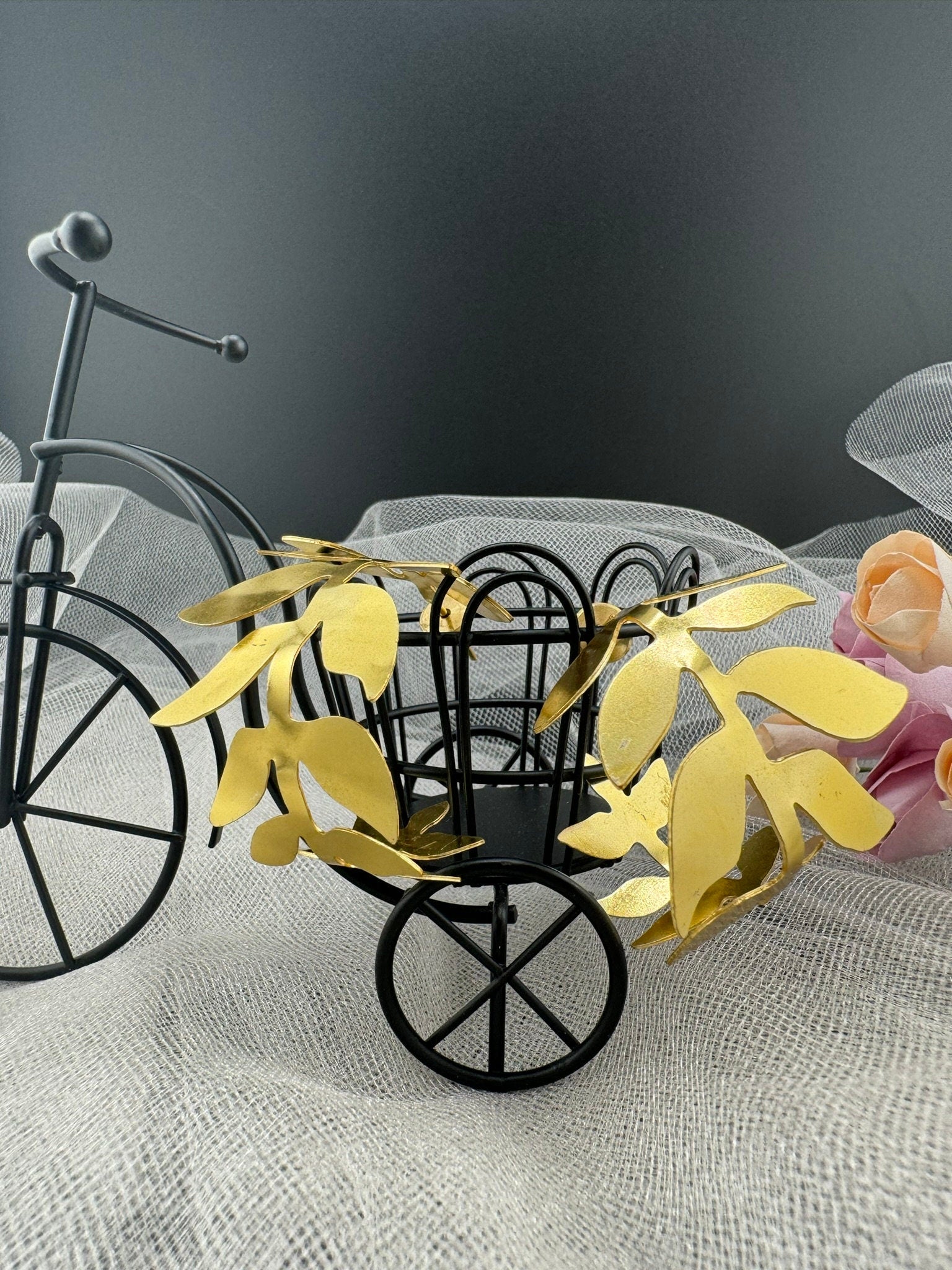 Statement Gold Hoop earrings in unique Leaf design, Leaf hoop