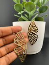 Premium Gold brass quirky earrings in unique sleek butterfly wings design/Statement earrings/everyday jewelry/Indian Earrings/Bridal Earring