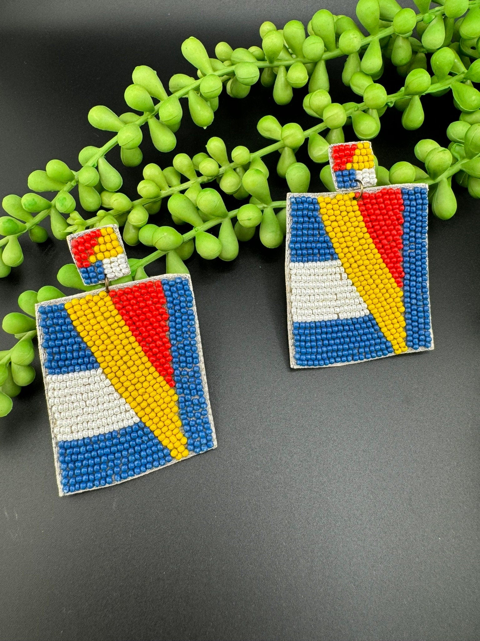Multicolor Square Dangle Quirky Beaded earrings