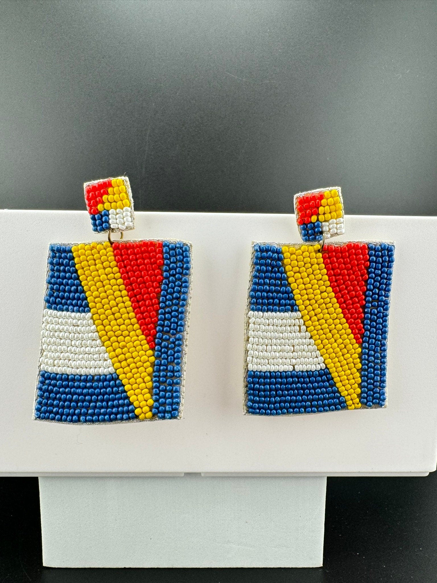 Multicolor Square Dangle Quirky Beaded earrings