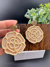 Gold and Beige Rose Beaded earrings, Quirky Earrings