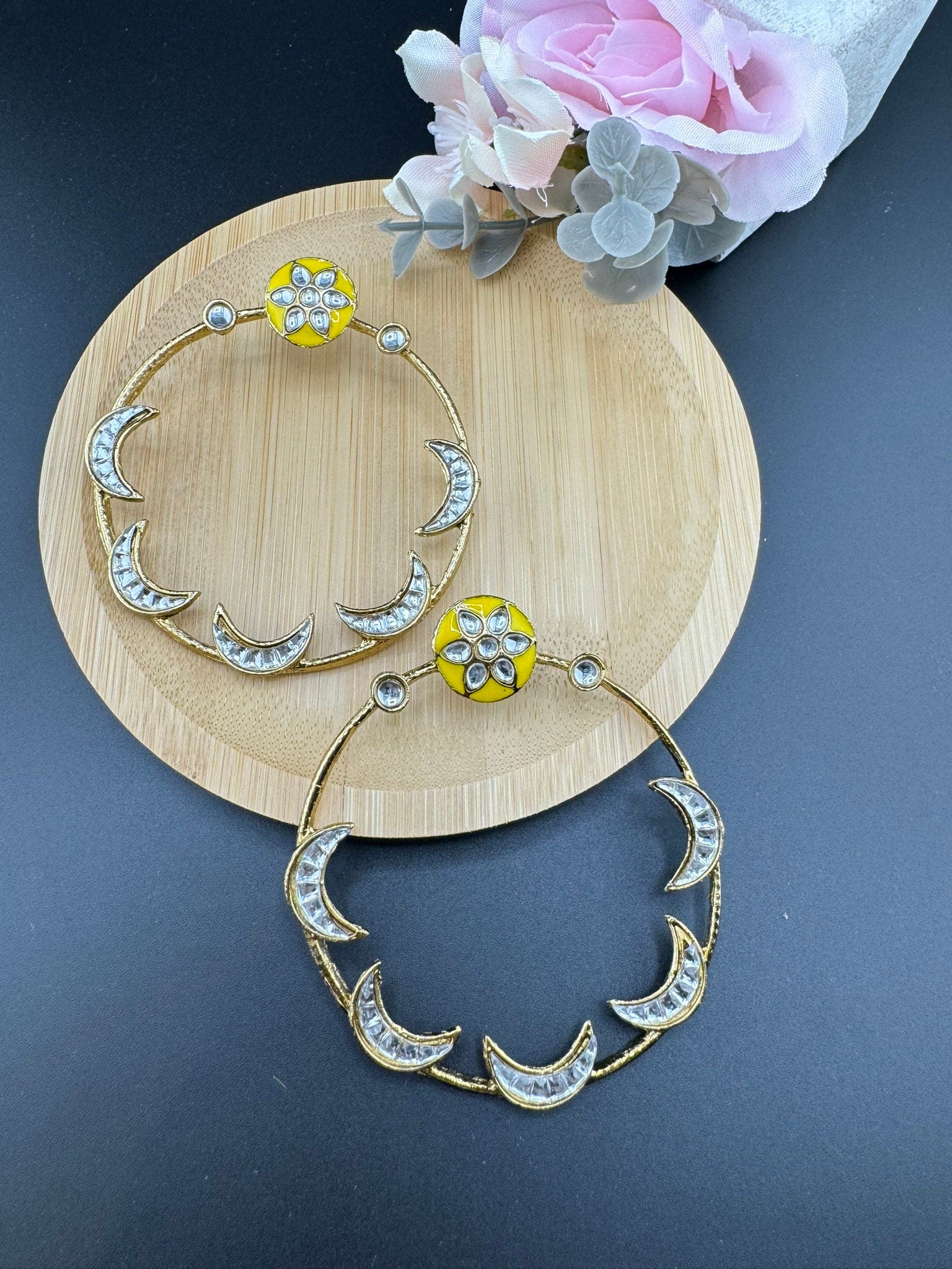 Sara inspired earring with Minakari and Kundan Big Hoop