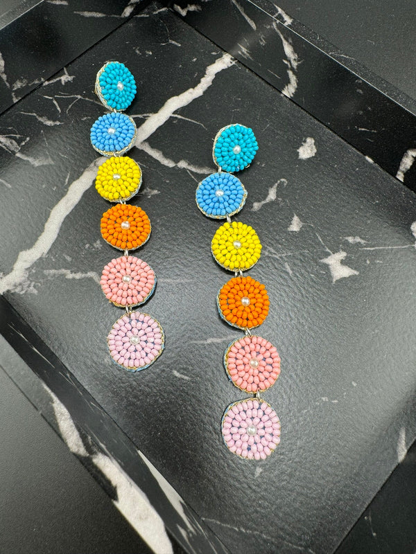 Beaded Multicolor Long sleek quirky earring/Handmade earrings