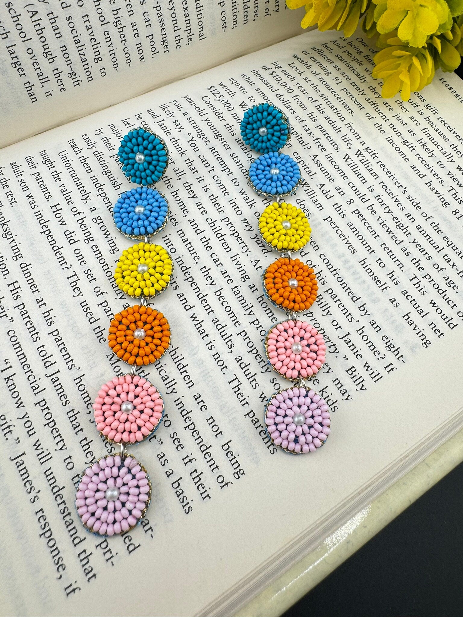 Beaded Multicolor Long sleek quirky earring/Handmade earrings