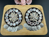 Black Beaded Mirror and Shell Oversized Stud earrings, cowrie/cowri Jewelry
