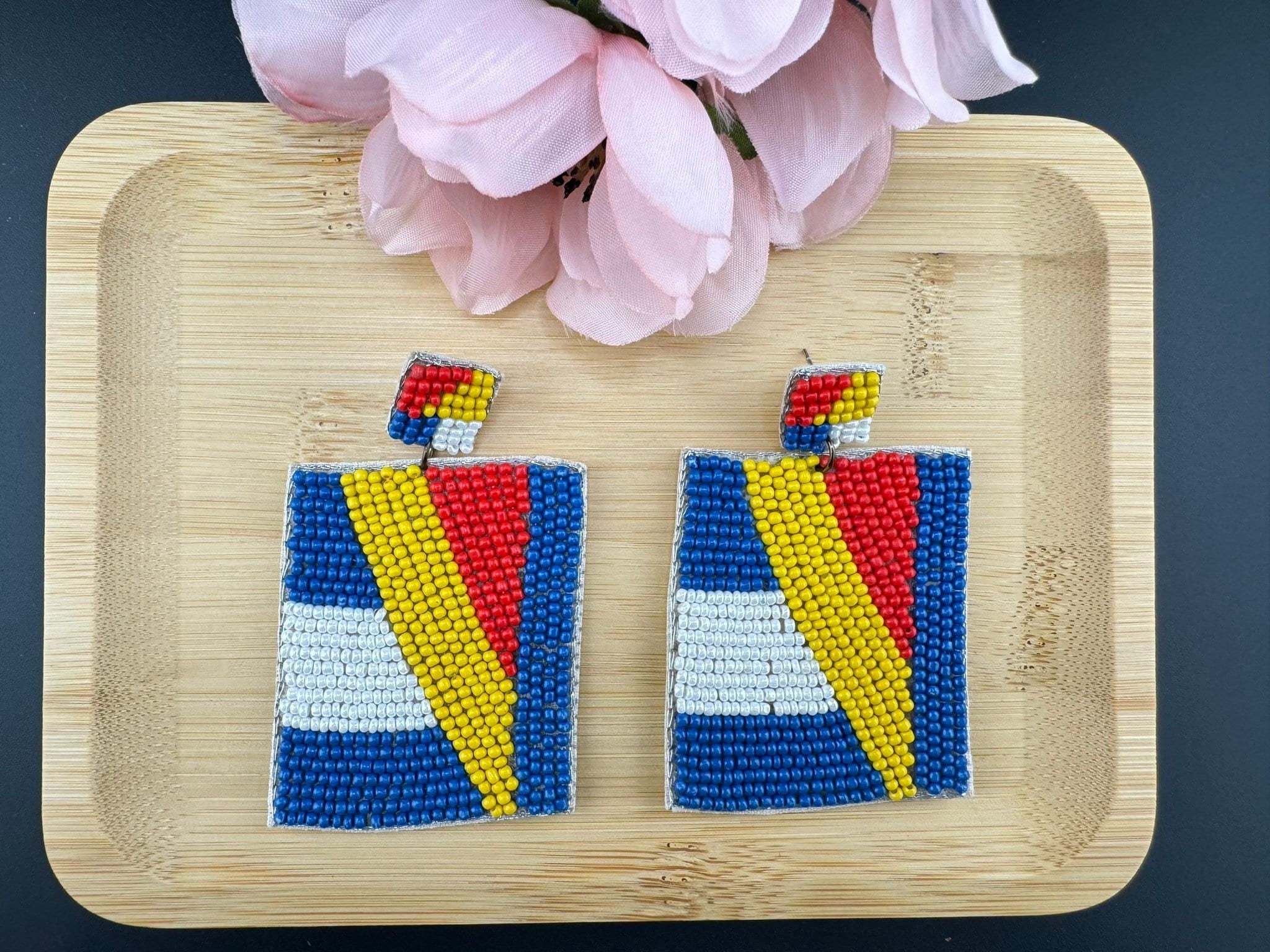 Multicolor Square Dangle Quirky Beaded earrings