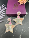 Beaded Baby Pink Glitter Star Quirky Beaded earrings