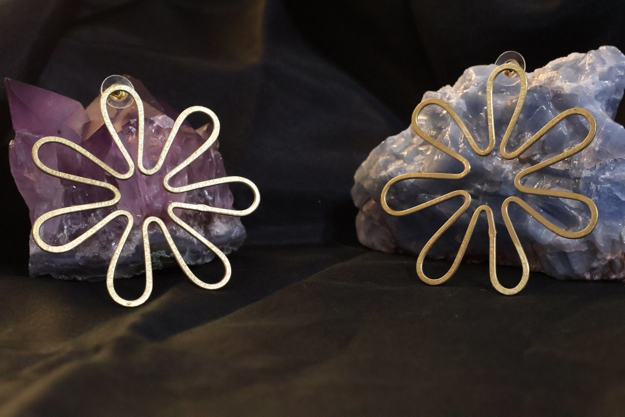 Matt Gold unique statement earrings in unique Flower design