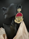 Glitter hydro beads kundan and Pearls Punjabi Chandbali Earrings