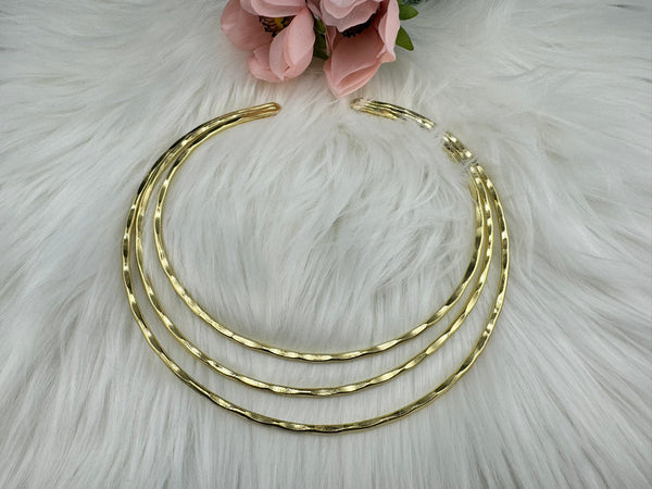Unique Adjustable gold 3 layer Hasli necklace no earrings/Indian jewelry/different necklace/Bridesmaids gift/Indo Western/3-later necklace