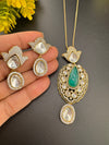 Tyaani Inspired Premium qlty moissanite Kundan, Doublet stone, CZ pendant set/Indian jewelry/silver foil back/Premium Kundan/Bridesmaid gift