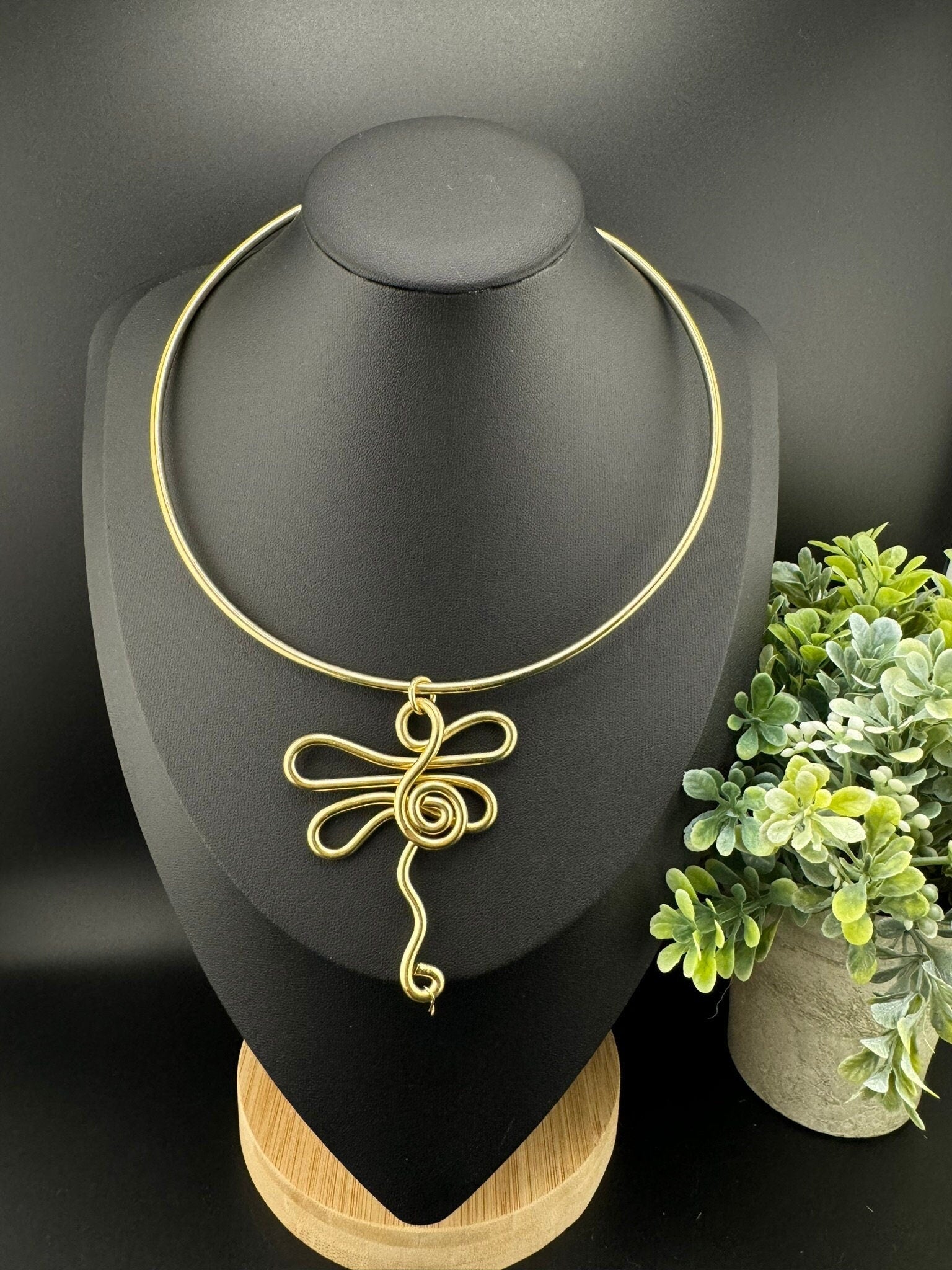 Unique Adjustable gold Hasli necklace with dragon fly pendant/no earrings/Indian jewelry/unique necklace/Bridesmaids gift/Indo Western