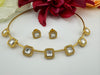 Premium Quality Moissanite Kundan Matt Gold Hasli Necklace with studs earring/Indian jewelry/Sleek Necklace set/Bridesmaids gift/western set