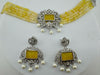 Premium fusion Choker necklace set with CZ pendant, carved stones and Onyx Hydro beads