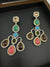 Sabyasachi inspired Premium Designer Chandelier Earrings in Multicolor Natural stone, CZ, Crystal stones
