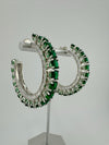Swarovski inspired Premium Designer Open Hoop Earrings in Emerald Green crystals