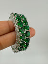 Swarovski inspired Premium Designer Open Hoop Earrings in Emerald Green crystals
