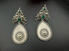Oxidized German silver long Drop earrings with stones