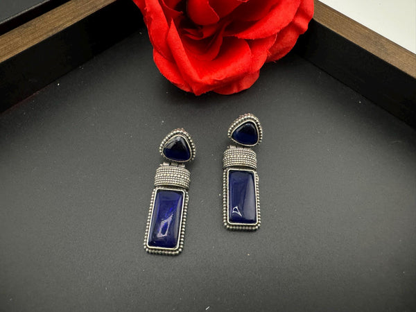 Blue Oxidized German silver Earrings, unique design