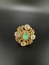 Premium Quality Statement Ring with Kundan, Natural stone, CZ/Adjustable Finger Ring/Indian Jewelry/Bollywood Jewelry/Indian Wedding jewelry