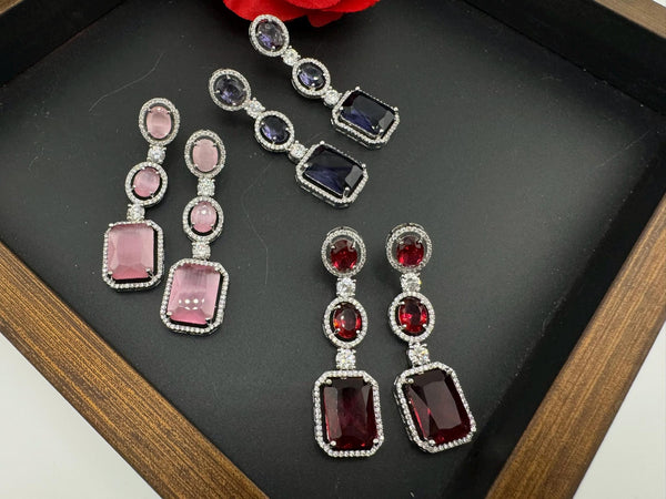 Premium Stones, Crystal and Cubic Zirconia in unique style setting is a designer earring/Indian earring/Bridal Jewelry/Swarovski Inspired