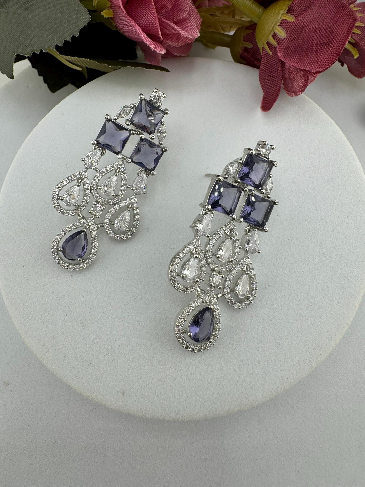 Premium Stones, Crystal and Cubic Zirconia in Different styles is a designer earring/Indian earring/Bridal Jewelry/American Diamond earrings
