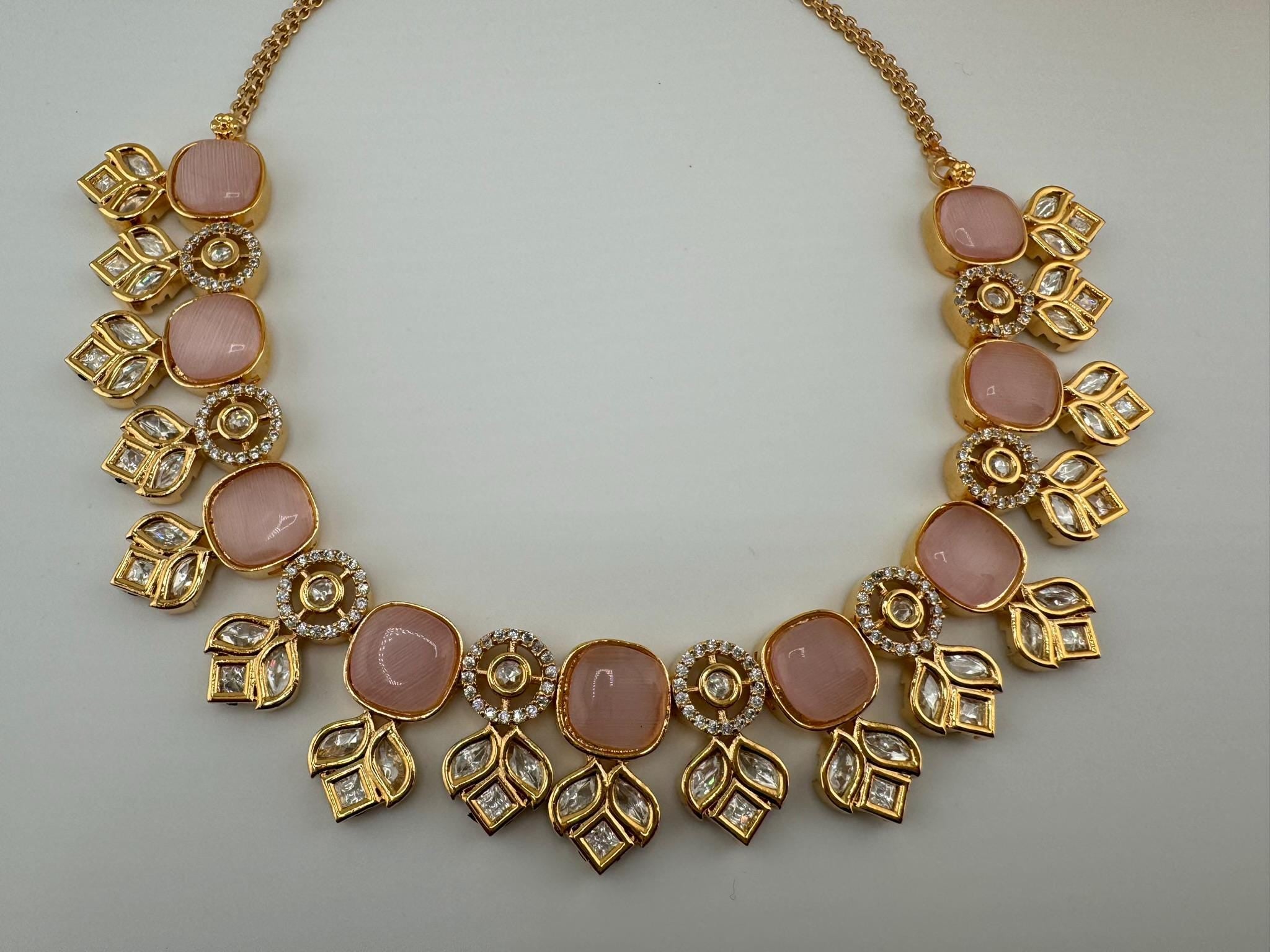 Premium Quality Moissanite kundan is Tyaani inspired Designer Necklace set with earrings/Indian necklace/bridal necklace/Bridesmaids gift