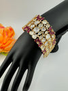 Premium Quality Moissanite Kundan, cubic zirconia is Designer inspired Bracelet/Adjustable broad Bracelet/Indian jewelry/Gold Ruby Bracelet