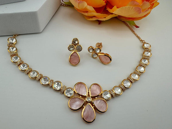 Premium Tyaani inspired Designer Necklace set with Mother Of Pearls and Moissanite Kundan
