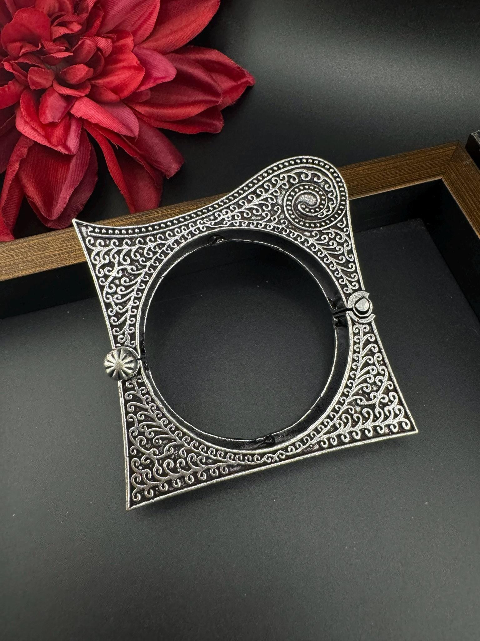 Openable Oxidized German Silver Designer One bangle only