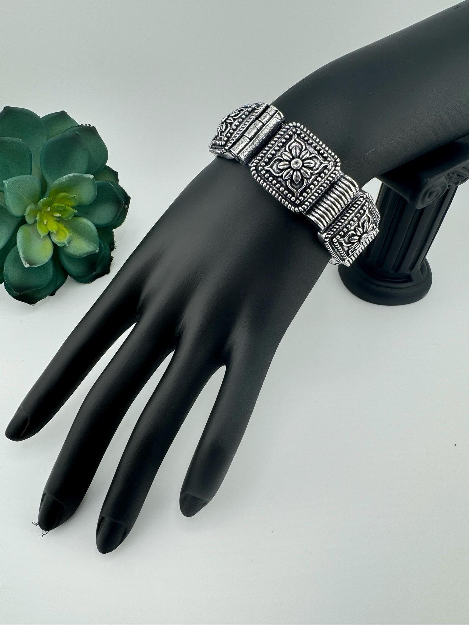 Openable Oxidized German Silver Designer One bangle only