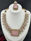 Baby Pink PremiumDoublet stone and Moissanite Uncut Kundan Designer necklace set