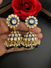 Premium Uncut Moissanite kundan, Tyaani kundan, Blue Enamel, Pearls is Tyaani inspired designer earring/Indian earring/Bridal Jewelry/Jhumka