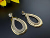 Shiny Gold and Cubic Zirconia earrings in unique sleek Oval design/Statement earrings/everyday jewelry/Indian Earrings/lightweight earrings