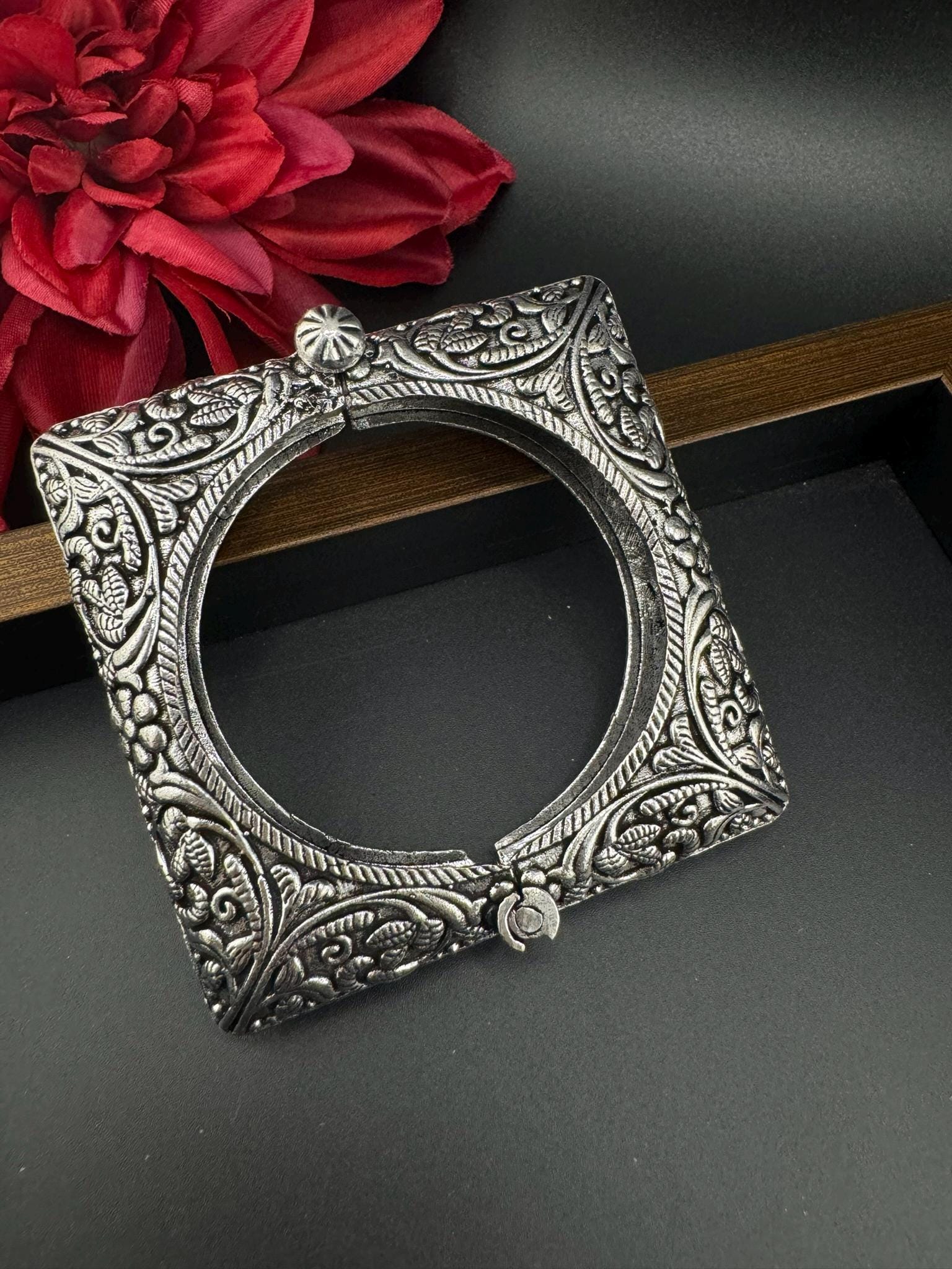 Openable Oxidized German Silver Designer One bangle only