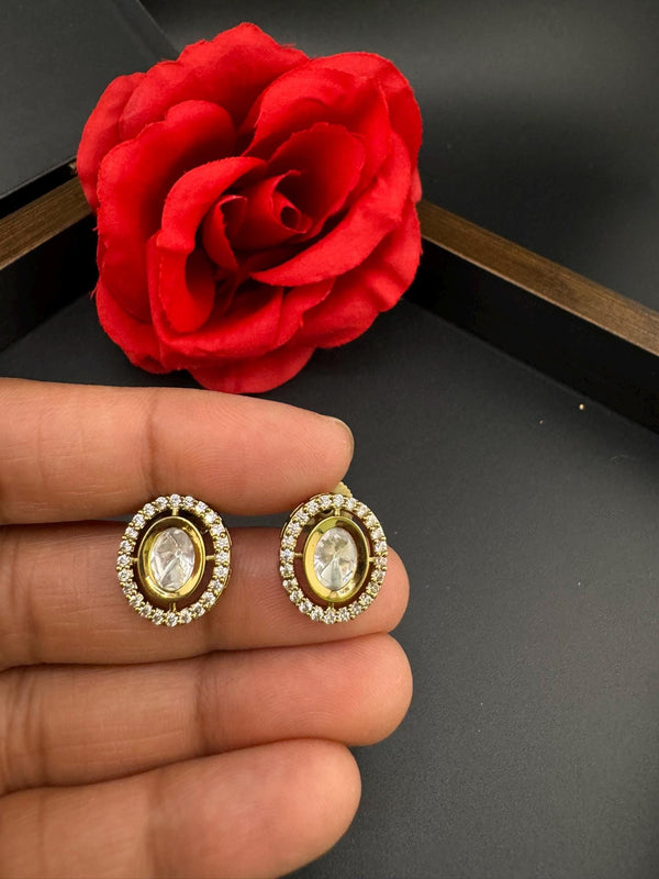 High Quality Premium Moissanite Kundan and Cubic Zirconia is Tyaani inspired designer stud earrings/Small kundan Stud earring/statement stud